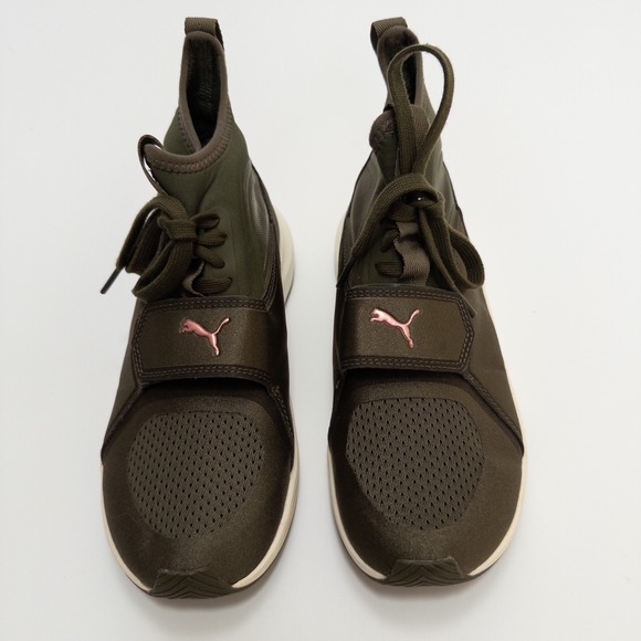 Puma Phenom Running Shoes Womens 6.5 Olive Green Rose Gold High Top - Picture 4 of 16